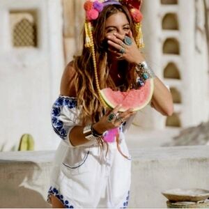 Spell & The Gypsy Santorini Embroidered Romper